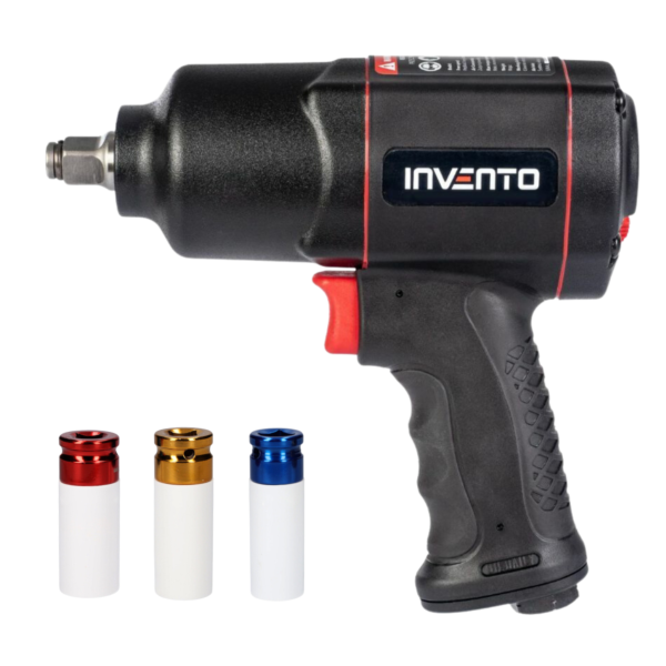 Pneumatyczny klucz udarowy 1/2” INVENTO, 1600 Nm + zestaw nasadek do felg aluminiowych