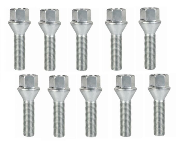 Śruba mocująca M12x1,25, gwint 40mm, stożek, klucz 17 10 szt.