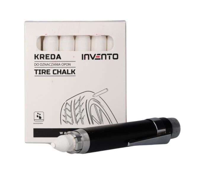Zestaw kreda do opon biała Invento 12 szt + uchwyt