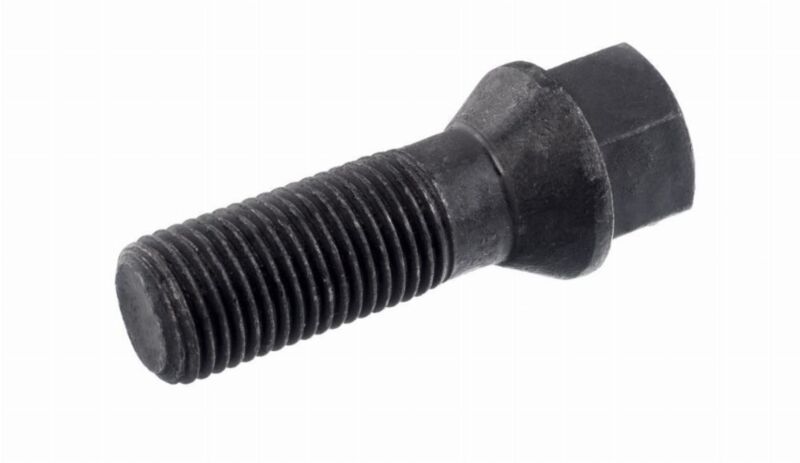Śruba mocująca M14x1,5, gwint 35mm, stożek, klucz 17, czarna, ocynk A3K oraz GEOMET