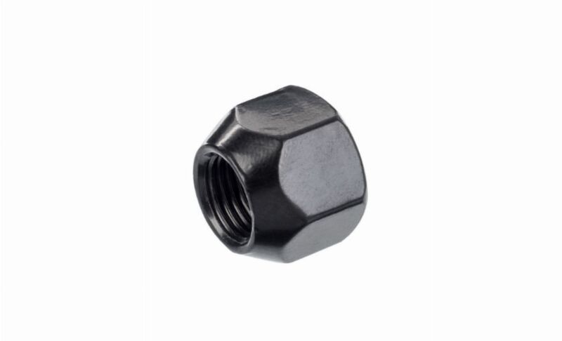 Nakrętka mocująca M12x1,25 otwarta bez kołnierza, 15mm, klucz 19, stożek, czarna