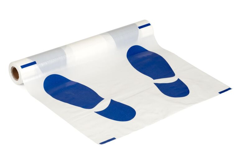 Dywaniki ochronne foliowe na rolce, nadruk stopki, 100 szt.