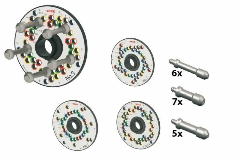 Haweka World Kit II - Zestaw płyt dociskowych do uchwytu szybkomocującego- Hofmann PC / JBC PC / Bosch P / Sicam P / Beisbarth P