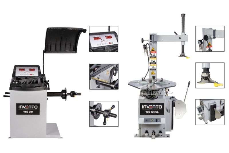 Zestaw warsztatowy montażownica Invento TCS 521 SA + wyważarka Invento VBS 210