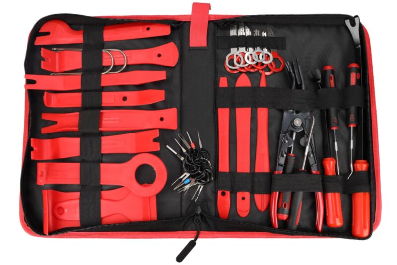 Zestaw do demontażu elementów tapicerki, komplet chwytaków i wyjmaków do radia, zestaw 43 el.