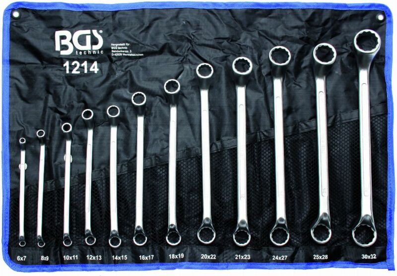 Zestaw kluczy oczkowych wygiętych 12szt. 6x7- 27x30