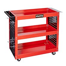 Szafka na narzędzia/wózek warsztatowy z 3 półkami i ściankami z perforacją, 100kg