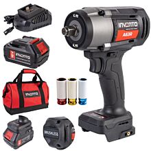 Klucz udarowy akumulatorowy 1/2" INVENTO A63R 1180 Nm ZESTAW 2x 4Ah, torba, ładowarka, 3x nasadki do felg alu